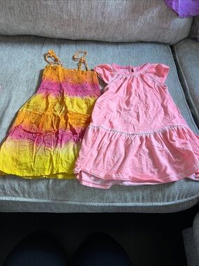 raya sun Pink Flutter Dress & Yellow-Pink Tie-Dye Sundress